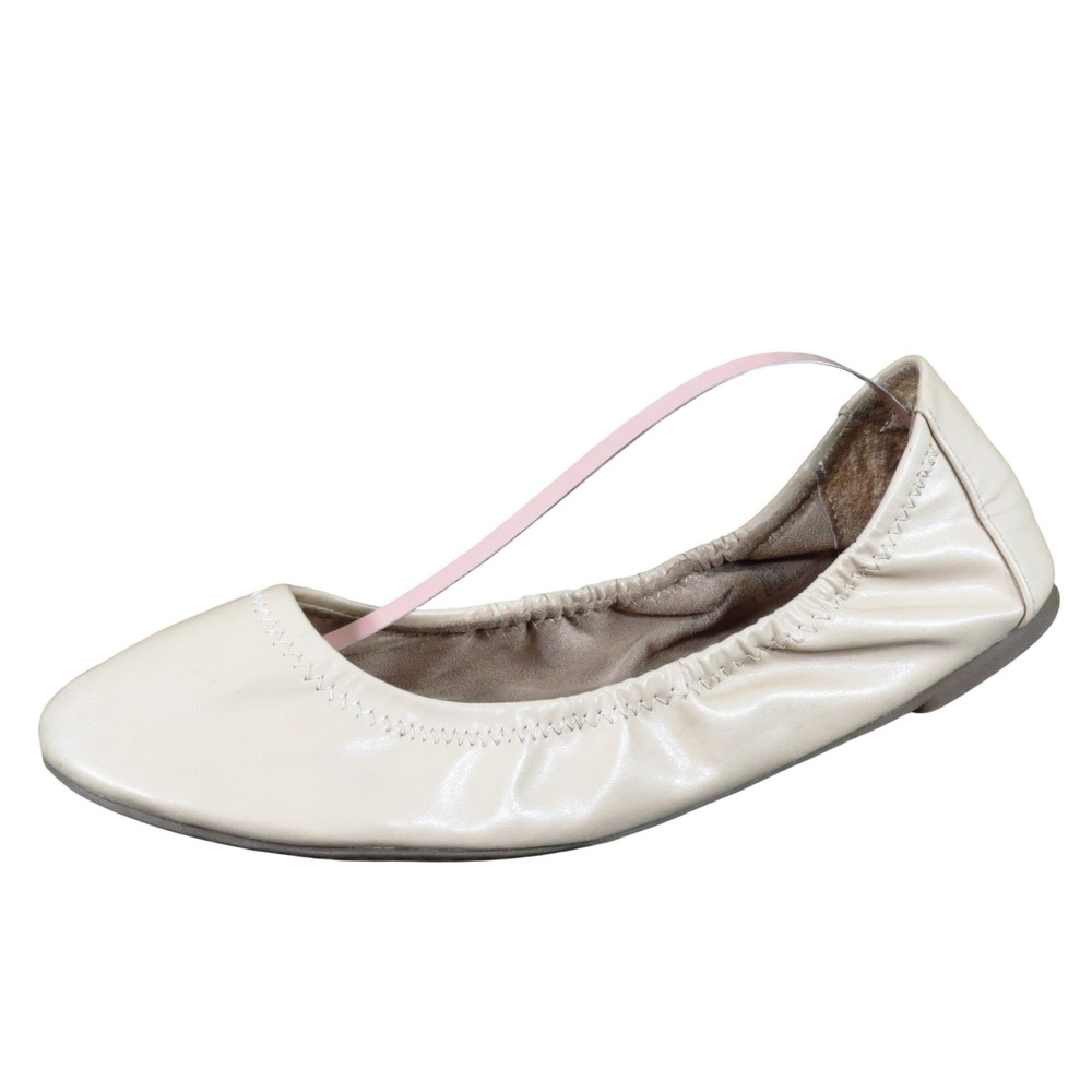 Time and Tru Scrunch Ballet Flats Women Flat Size 9 Wide Casual Beige Synthetic